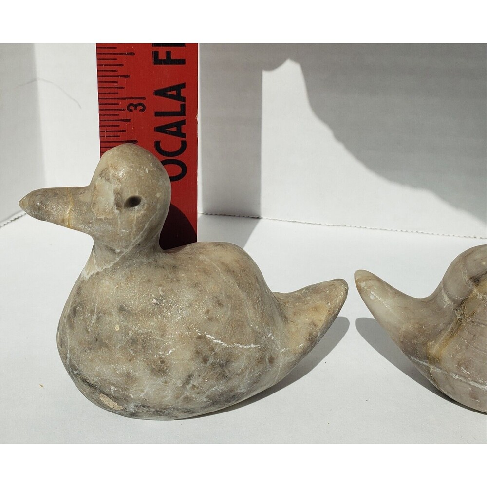 Hand Carved Quartz Granite Ducks Lot Of 2 (2.75 in X 3.25 in) No Chips! - Picture 8 of 8